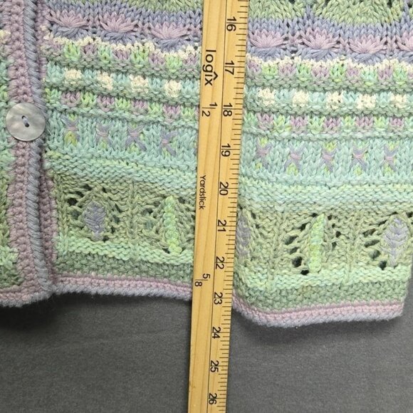 Vintage Hand-Knitted Cottagecore Grandma Cardigan Sweater M Pastel - Picture 10 of 10